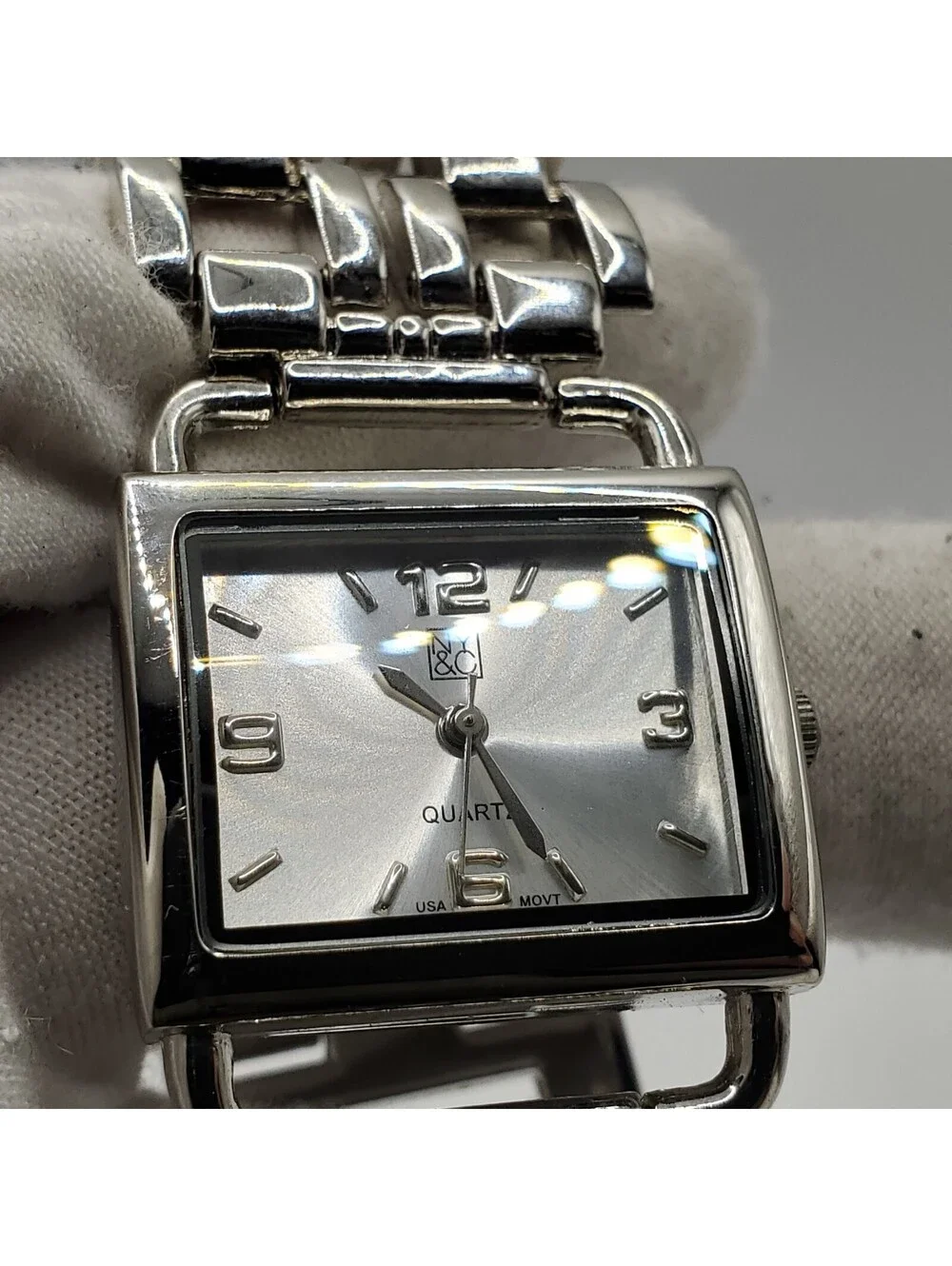 NY&C Watch 26mm Womens Rectangle Silver Tone New Battery